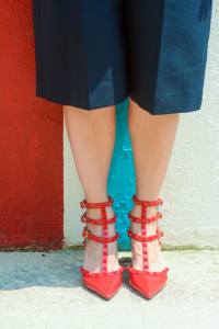Anna Roufos Sosa of Noir Friday wearing Valentino rockstud heels for the Fourth of July,
