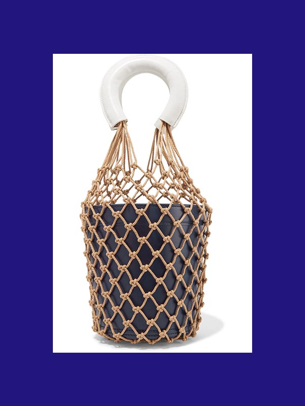 Anna Roufos Sosa features the Staud Moreau two-tone macramé and leather bucket bag for the Noir Friday Deal of the Day.