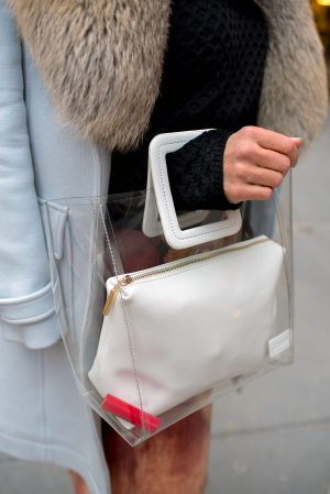 Anna Roufos Sosa of Noir Friday carrying the Staud Shirley bag available on Net-A-Porter.